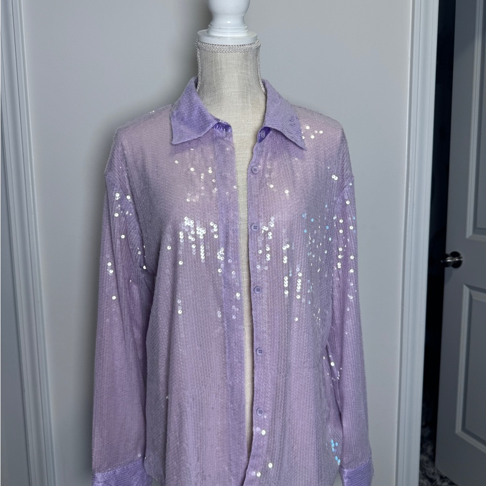 Live 4 Truth Lavender Sequin Button Down Shirt